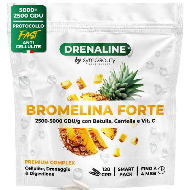 Bromelina Forte 5000+2500 GDU/g 120 Cpr 4 Mesi con Betulla Centella e Vitamina C e Drenaggio Digestivo Premium Complex