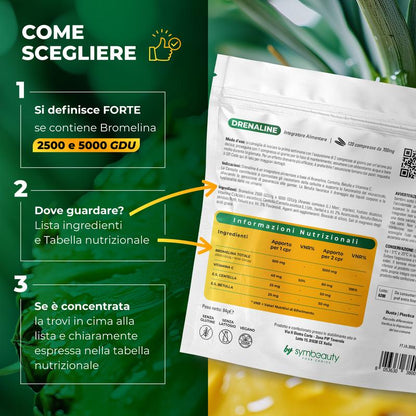 Bromelina Forte 5000+2500 GDU/g 120 Cpr 4 Mesi con Betulla Centella e Vitamina C e Drenaggio Digestivo Premium Complex